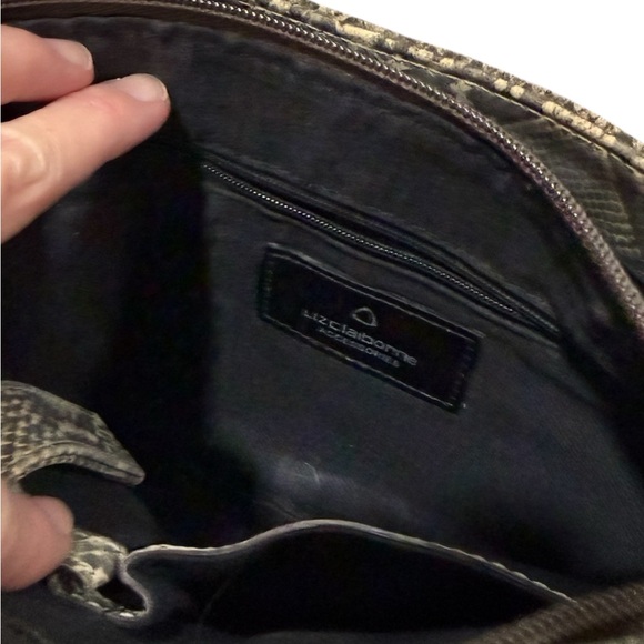 Liz Claiborne vintage rare snakeskin handbag purse vinyl material tan and black. - Picture 6 of 10
